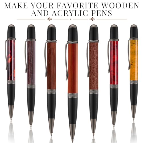 Colarr 12 Pack Woodturning Pen Kit Twist Ballpoint Pen Kit, Black - color: Black