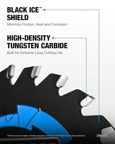 CRALY 3-3/8 Inch 24&36 Teeth Wood Cutting Framing/Fine Finish Circular Saw Blade, 15mm Arbor, Carbide Tipped, Thin Kerf, Black Ice™, for Plywood, MDF, OSB, Laminated, 2-Pack(C032436-2) - size: 3-3/8 inch, 0.591 inch arbor, 24&36T