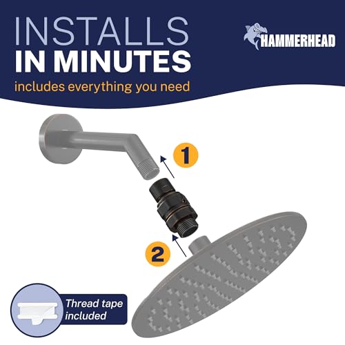 HammerHead Showers® Solid METAL Shower Head Swivel Ball Adapter Oil Rubbed Bronze | Adjustable Pivot Ball To Adjust Showerhead Angle | Universal Connector Joint Fits Fixed Hand Held Rain Shower Heads - color: Oil Rubbed Bronze