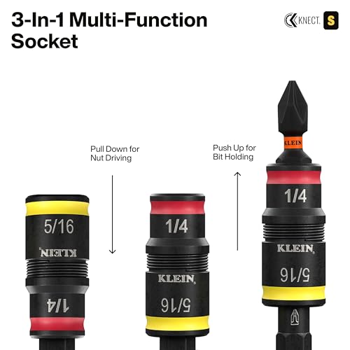 Klein Tools 65301KNECT Impact Socket Set, KNECT (S) 23-Piece SAE Pass-Through and Flip Socket Tool Set, Impact Driver Adapter, MODbox Tool Organization