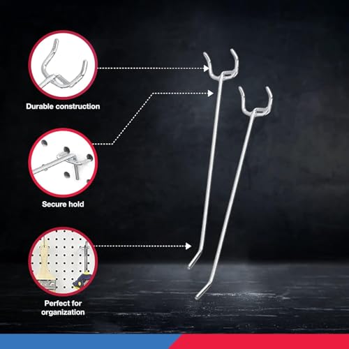 Neiko 53102A 6” Pegboard Hook Organizer Kit, 50 Pack, Hanging Hooks Set for Garage Organization, Great for Wall Hanging and Shelving, Tool Storage, Craft Organizing - size: 6" Pegboard Hooks (50 Pack)