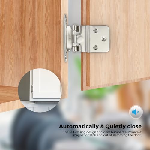 Satin Nickel Cabinet Hinges Self Closing, 3/8 Inch, 20 Pack (10 Pairs) - color: Satin Nickel, size: 3/8 inch Insert