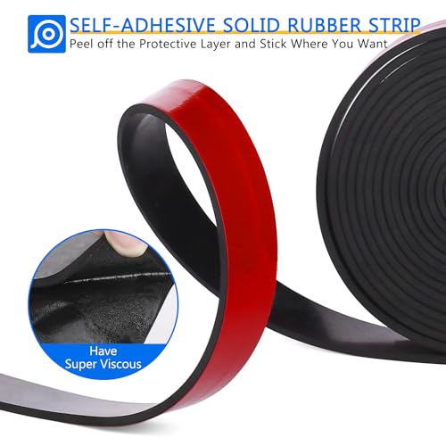 WochiTV Adhesive Solid Rubber Strips, 1" Wide x 1/8" Thick x 180" Long Self Stick Black Neoprene Rubber Rolls Perfect for DIY Insulation Cushion Gasket, Sealing, Liner, Weather Striping - size: 1" W X 180" L, style: 1/8" Thick Adhesive