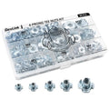 89 PCS 4-Prong Tee Nuts Kit, 5 Metric Sizes M4-M10, Zinc-Plated Carbon Steel, Assorted Tee Nuts for Wood with Organized Storage Case