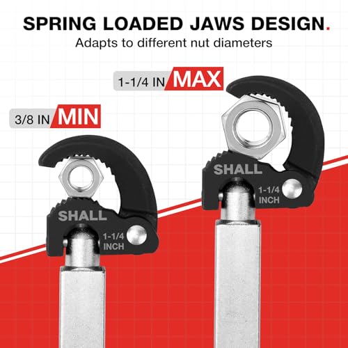 SHALL Telescoping Basin Wrench for Under-Sink Plumbing & Faucet Repair - size: 10-inch to 17-inch
