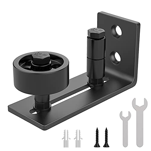 WINSOON Sliding Barn Door Floor Guide Hardware kit 8 in 1, Black, 1Pack - color: Black