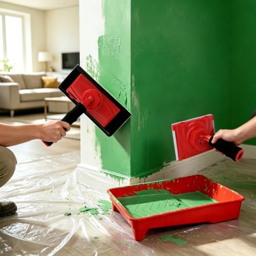 10-Piece Paint Edger Tool Kit with 360° Handle & Extension Poles