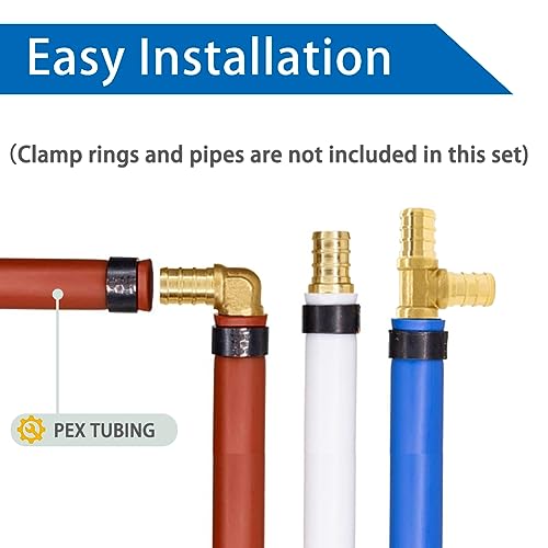 Hooshing 16 Pack 3/4" PEX Fitting Combo, Coupling, Elbow, Tee, Cross Set - size: 3/4" 4 Size 16PCS