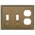 Amerelle Steps Double Toggle/Single Duplex Cast Metal Wallplate in Rustic Brass - color: Rustic Brass, size: 2 Toggle / 1 Duplex