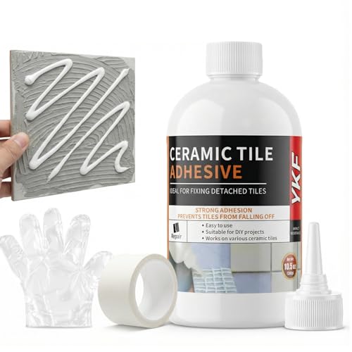 Heavy Duty Tile Adhesive & Repair Glue (10.5oz) – Strong Bonding Kit for Loose Ceramic, Porcelain & Stone – Instant Fix for Hollow Floors & Walls – Easy Squeeze, No-Mess Application