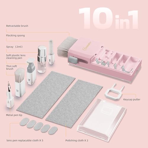 Keyboard Cleaning Kit, All-in-One Laptop & Computer Screen Cleaner, Pink - color: Light Pink