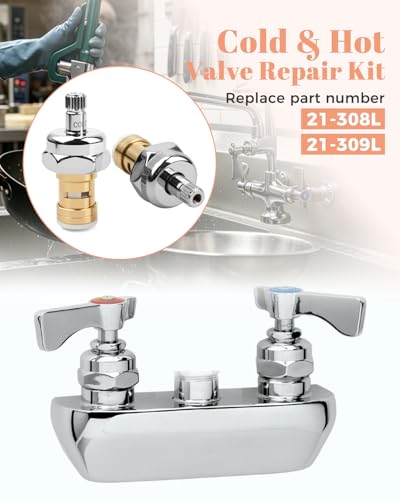 21-308L 21-309L Cold and Hot Valve Repair Kit Fit for Krowne Royal Series Faucet/Pre-Rinse Units, 1/4 Turn Ceramic Cartridge without Handle,1 Pair