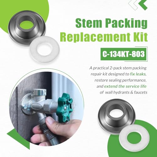 C-134KT-803 Stem Packing Replacement Kit for C-134 C-135 C-144 C-154 C-434 and P-164 Wall Hydrant, for C-108 Hot and Cold Water Faucet (2 Pack) - style: 2 Pack C-134KT-803