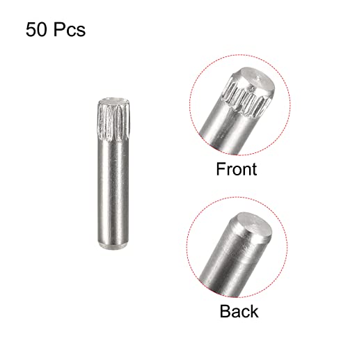 uxcell 2.5x12mm 304 Stainless Steel Dowel Pins, 50Pcs Knurled Head Flat Chamfered End Dowel Pin, Wood Bunk Bed Shelf Pegs Support Shelves Fasten Elements - size: 2.5x12mm