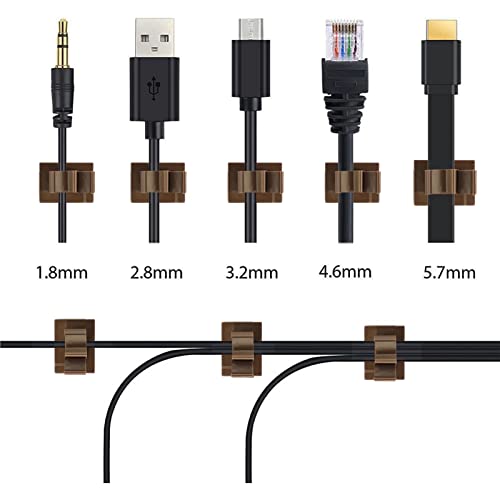 Viaky 30Pcs Adhesive Cable Clips Brown,Adjustable Wire Holder Clips - color: 30brown, size: for 0-0.4''(10mm) cable