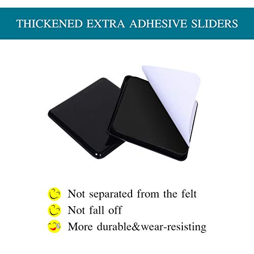 Ezprotekt Furniture Sliders for Carpet, 2.5" 16Pcs Furniture Movers Sliders - color: Black, size: 2.5" x 2.5"