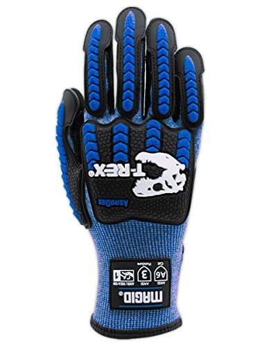 MAGID T-REX Flex Series ANSI A6 AeroDex Shell Impact Glove, 1 Pair, NitriX Coated Palm, Size 8/M, Blue, TRX685 - size: 8/M, style: 1 Pair