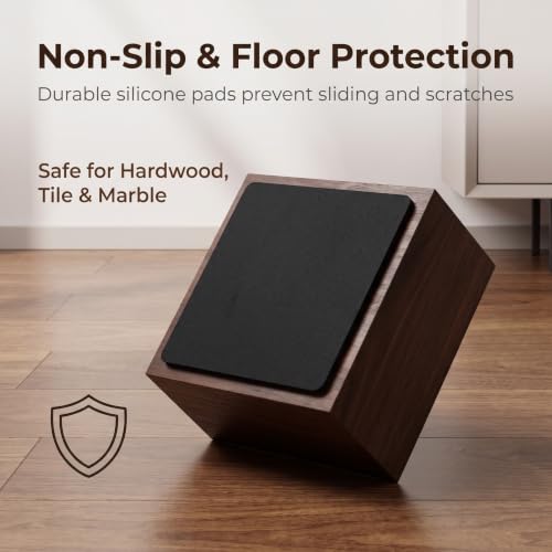 Lufia 2 Inch Solid Pine Wood Furniture Risers Set of 4,Heavy Duty Silicone Non Slip Lift Blocks for Bed Sofa Desk Cabinet - color: Dark Brown - 4-pack, size: 2 Inch