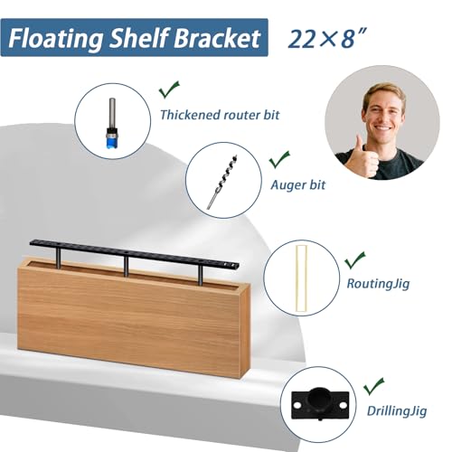 4 Pcs 22 in Floating Shelf Bracket 22 x 8 Floating Shelves Hardware, Heavy Duty Floating Shelf Brackets, Thickened Solid Steel Wall Mount for Kitchen/Living Room/Office (8 inch Rods) - style: 4pcs 22x8 in