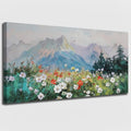 Ateliart Large Textured Wildflower Mountain Canvas Wall Art, 48 x 24 Inches | Textured wildflowers and misty mountains add fresh color and peaceful depth to living rooms, bedrooms, and dining spaces. - color: White wildflower, size: 48"L x 24"W