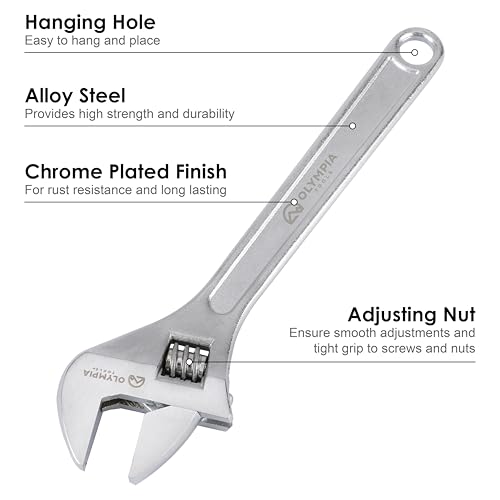 Olympia Tools 01-012 12" Adjustable Wrench - size: 12-Inch