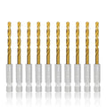 GMTOOLS 10 Pcs 1/8" Titanium Coated Twist Hex Shank Drill Bit Set, 135 Degree Tip HSS Impact Drill Bit Set with Storage Case for Metal, Aluminum, Steel, Wood, Plastic, Quick Change Design - style: 1/8"-10PCS