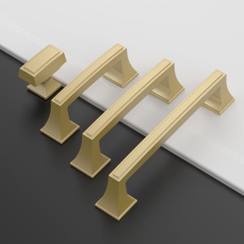Amerdeco 10 Pack Brushed Gold Cabinet Knobs 1.3 Inch(33mm) Single Hole Cabinet Handles Gold Dresser Knobs Drawer Knobs and Pulls for Bathroom Cabinets - color: Brushed Gold, size: Single Hole