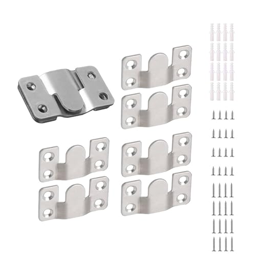 4 Pairs Large Silver Stainless Steel Interlocking Flush Mount French Cleat Hangers – Hidden Hardware for Frames, Furniture, Beds, Mirrors, Photos, Paintings, etc.