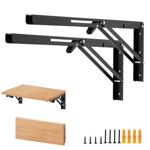 Matte Black Folding Shelf Brackets, 20 Inch, 4 Pack - size: 20 Inch