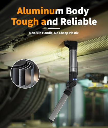 HOTLIGH Magnetic Work Light - 800 Lumens Rechargeable Work Light with Multifunctional Foldable Design, 2200 mAh Mechanic Light, 3 Lighting Modes Magnetic Flashlight for Car Repairing/Emergency, 1 Pack