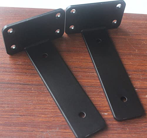 4 Pack - 6 inch Black Hidden L Shelf Bracket (1/5 Inch Thicked) Iron Floating Shelf Brackets Rustic Industrial Metal Brackets for Shelf Support - size: 6 Inch, style: Black 4 Pack