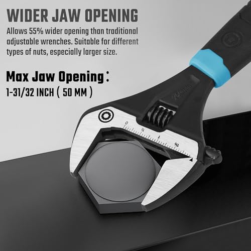 DURATECH 10-Inch Wide Jaw Adjustable Wrench - color: Black & Blue, size: 10-Inch