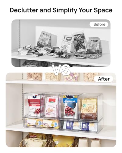 Vtopmart Clear Stackable Storage Drawers Set of 3, Plastic Organizer Bins - style: 2 High+1 Wide