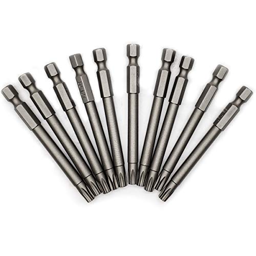 10PCS 3"/75mm T27 Torx Head Screwdriver Bit Set, 1/4 Inch Hex Shank with Quick Release Slot,S2 Steel Magnetic Security Tamper Proof Star 6 Point Screw Driver Kit Tools - color: 75mm/3inch, size: T27