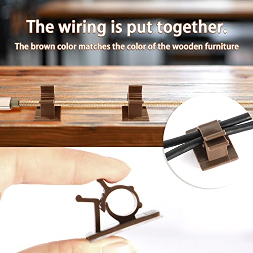 Viaky 30Pcs Adhesive Cable Clips Brown,Adjustable Wire Holder Clips - color: 30brown, size: for 0-0.4''(10mm) cable