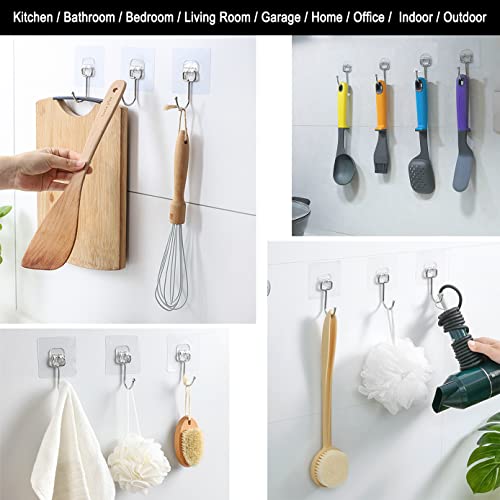 15 pack Large Adhesive Wall Hooks, Damage-Free Waterproof Rustproof 33Ib Max Heavy Duty Hanging Clear Seamless Sticky Utility Hooks, Towel Coat Hangers for Home, Kitchen, Bathroom (Round Head) - color: 01 Large Hook