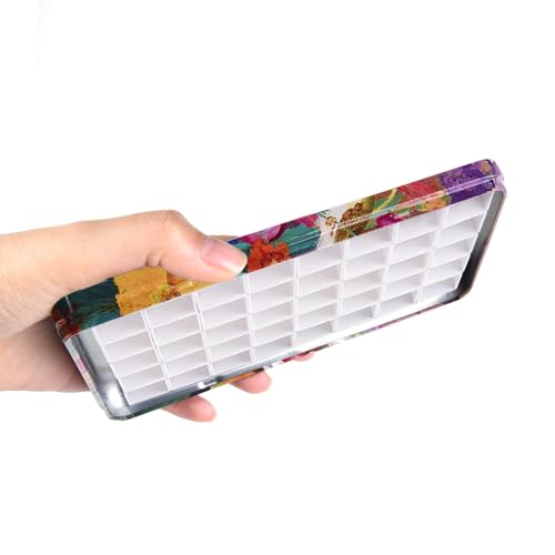 qianshan 40Pcs Empty Half Pans Watercolor Tin Palette with Magnetic Stripe - color: Oil Painting Flowers