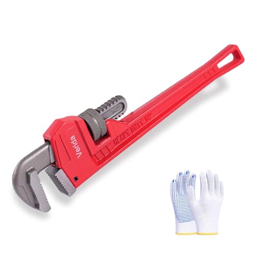 Verida Pipe Wrench 14 Inch, Plumbers Wrench, Chrome Vanadium Steel, Hardness 62HRC, for Water Pipes, Plumbing, Fire Protection Pipe Tools - size: 14 inch