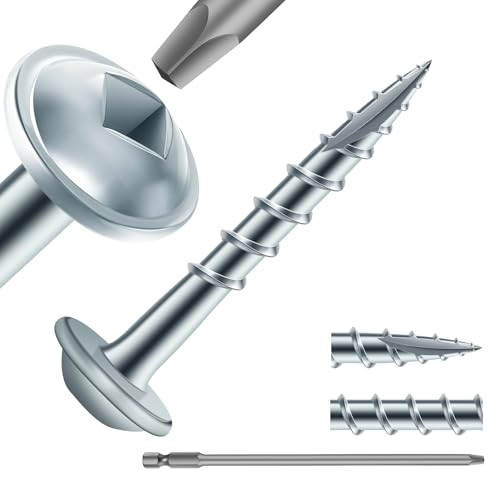Pocket Hole Screws #8 x 1 Inch (427Pcs) 2lb. Carbon Steel, Zinc Plated, Washer Head, Coarse Thread, Square Drive,150MM Drive Bit Included - color: Zinc Plated, size: #8 x 1"