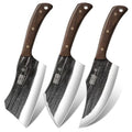 HOSHANHO Butcher Knife Set, 3PCS Knife Set of Bone & Cleaver & Viking Knife | High Carbon Steel Serbian Chef Knife Set of Heavy Duty Chopping Knife for Home, Cooking, Outdoor Camping BBQ - size: 6"