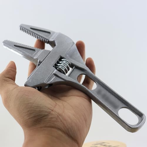 Arc Short Handle Large Opening Bath Wrench, Detachable Plumbing Pipe Adjustable Spanner, Multi-Function Socket and Pipe Wrench Tool, Grey - color: Gray