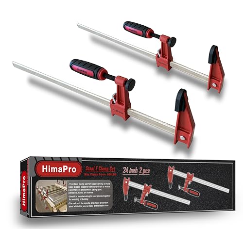 HimaPro 24 Inch Bar Clamp Set, 2 Pack 600 lbs Load Limit Medium Duty Quick Release Steel F Clamp, Ideal for Woodworking, Metalworking, and DIY Projects - color: 24 Inch Set