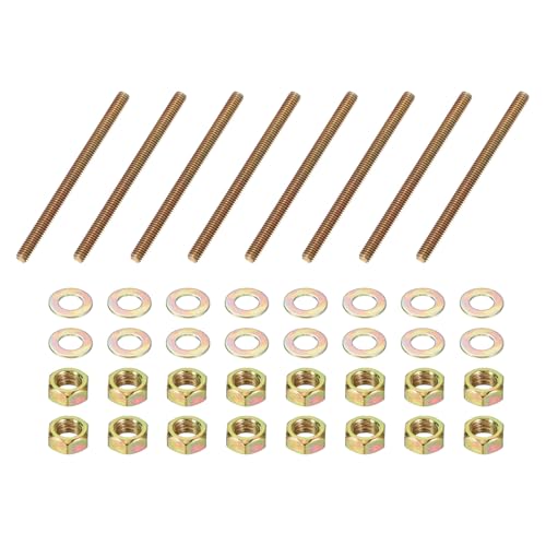 PATIKIL 5/16" x 4-1/2" Color Zinc Fully All Thread Rod, 8 Pcs Carbon Steel Long Threaded Screw Stud Bolts for Furniture Garden Mounting Assembly Fastening - size: 5/16" x 4-1/2"