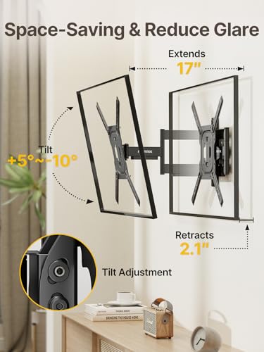 monTEK Full Motion TV Wall Mount Bracket for 23-65 Inch TVs up to 77 lb - size: 23"-65" Full Motion