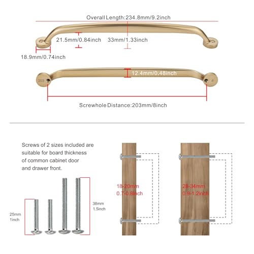 AVICCI 10 Pack Cabinet Pulls 8"/203mm Champagne Bronze Heavy Duty Solid Cabinet Handles cabinets Dressers Kitchens Handles Bathroom cabinets Cabinet pulls - color: Champagne Bronze, size: 8"(203mm)Hole Center-5Pcs