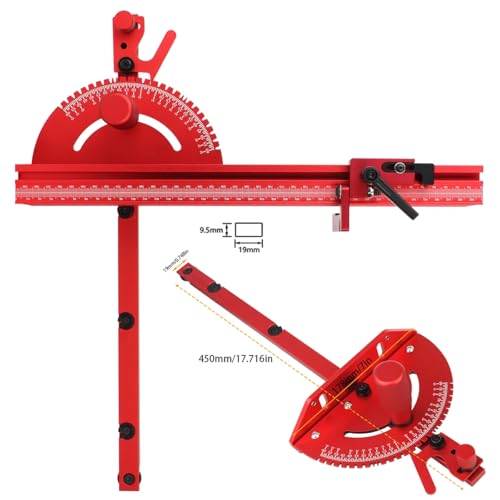 Table Saw Miter Gauge Works w/Table Saws, Band Saw and Router Table (Red) - color: Miter Gauge - Red