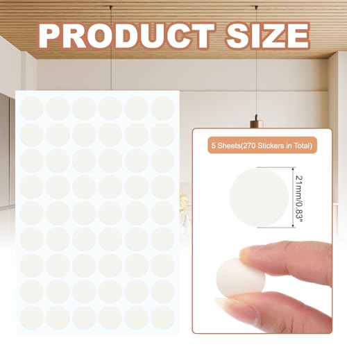 PATIKIL 270 Pieces Screw Hole Stickers, 5 Sheet Self-Adhesive Waterproof PVC Wood Grain Sticker for Screw Holes Wall Cabinets Desk Repairing, Embossed White, 21mm/0.83 Inch - color: Embossed White