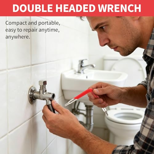 Dual-Ended Faucet Seat Wrench, Carbon Steel Valve Seat Tool with Hex & Square Ends, Universal Stepped & Tapered Faucet Wrench Tool for Installing and Removing Compression Seats