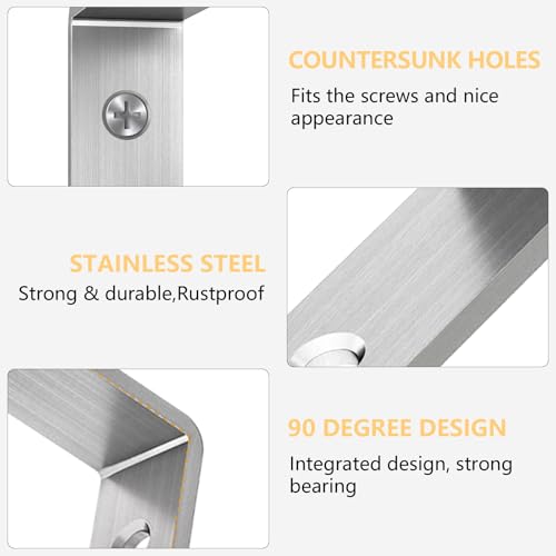 LSK 6PCS L Bracket, L 6"×H 2" Shelf Support Bracket, Max Load :42lb, Silver - color: Silver, size: 6x2 inch (light duty)