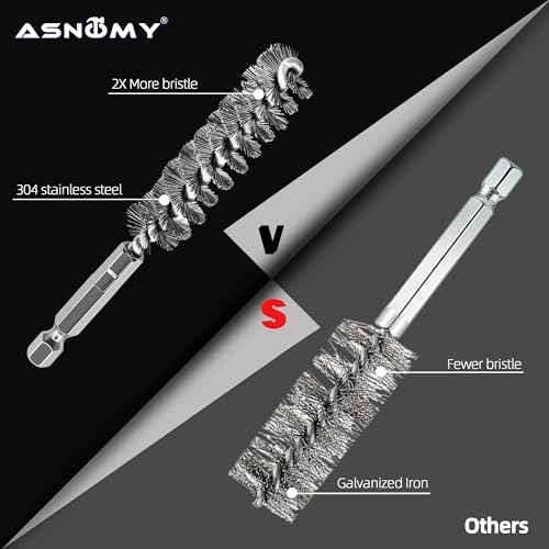 5Pcs 7/16" Stainless Steel Wire Bore Brush for Power Drill Cleaning - size: 11mm | 7/16"